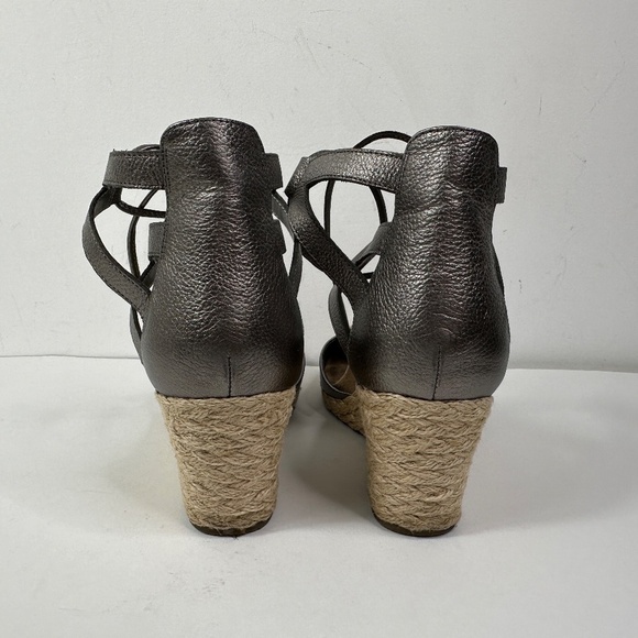 VIONIC Calipso Espadrille Wedge Sandals Women Sz 8 Pewter Metallic Orthotic Shoe - Picture 10 of 12